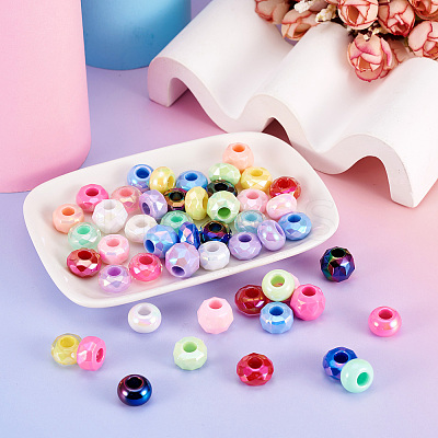 150Pcs 5 Styles UV Plating Rainbow Iridescent Acrylic European Beads MACR-TA0001-74-1