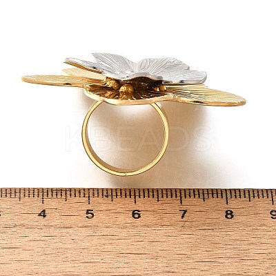 Flower 304 Stainless Steel Finger Rings LS-RJEW-G339-02GP-1