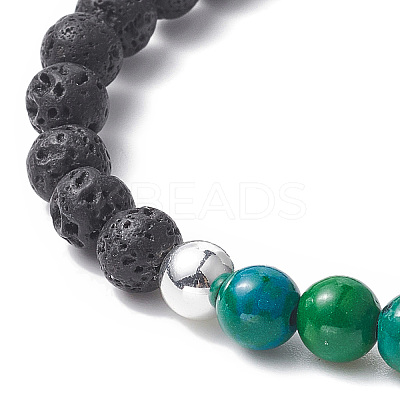 Natural & Synthetic Mixed Gemstone & Alloy Saint Benedict Medal Beaded Strech Bracelet for Women BJEW-JB09344-1