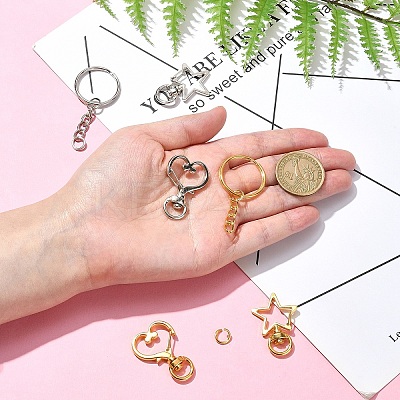 10Set 2 Styles Star Alloy Swivel Clasps with 10Pcs Iron Split Key Rings PURS-YW0001-01A-1