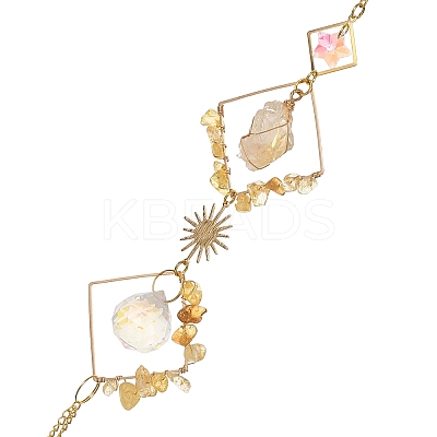 Iron Rhombus & Natural Citrine Suncatchers HJEW-F025-04G-02-1