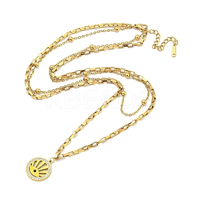 Ion Plating(IP) 201 Stainless Steel & Plastic Pearl Double Layered Necklaces NJEW-K270-23G-1