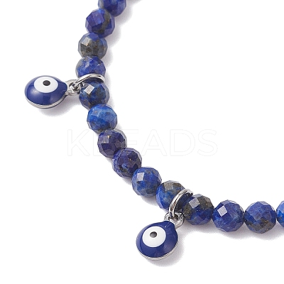 2Pcs Natural Lapis Lazuli and Rainbow Moonstone Beaded Charm Bracelets BJEW-JB12592-1