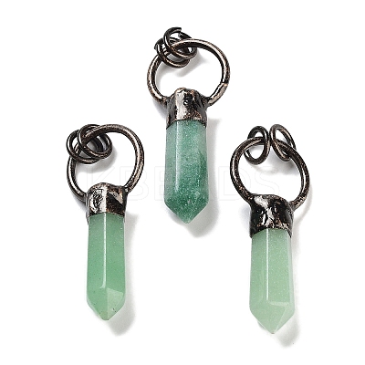 Natural Green Aventurine Faceted Pointed Bullet Pendants G-A221-03E-1