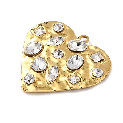 304 Stainless Steel Cubic Zirconia Pendants STAS-Z182-07G-01-1