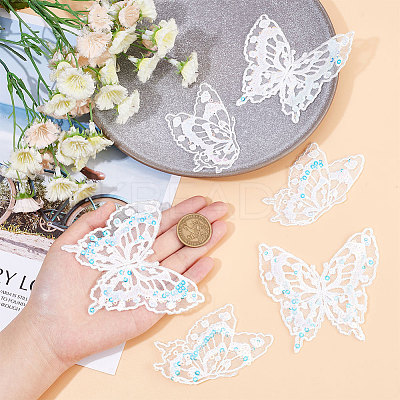 12Pcs 2 Style Butterfly Laser Effect Sequin Appliques PATC-GF0001-10-1