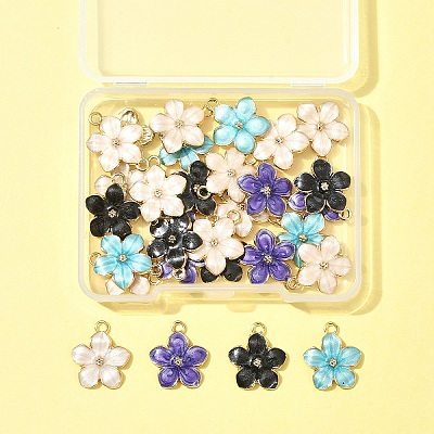 30Pcs 5 Colors Alloy Enamel Pendants ENAM-FS0002-07-1