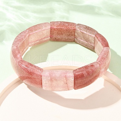 Rectangle Natural Strawberry Quartz Beaded Stretch Bracelets for Women Men GG-CBA9ACE-C10-1