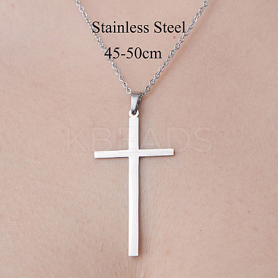 Non-Tarnish 201 Stainless Steel Cross Pendant Necklace NJEW-OY001-46-1