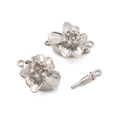 Brass Micro Pave Clear Cubic Zirconia Box Clasps KK-C075-18P-1