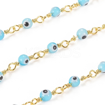 Handmade Evil Eye Lampwork Round Beaded Chains LS-CHC-G009-A-G01-1