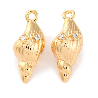 Brass Pendants With Clear Cubic Zirconia KK-S403-06G-1