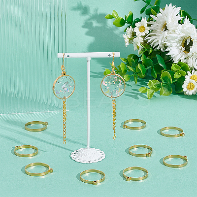 12Pcs 304 Stainless Steel Open Back Bezel Pendants STAS-UN0050-50G-1