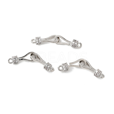 Rack Plating Brass Micro Pave Clear Cubic Zirconia Fold Over Clasps KK-S384-15P-1