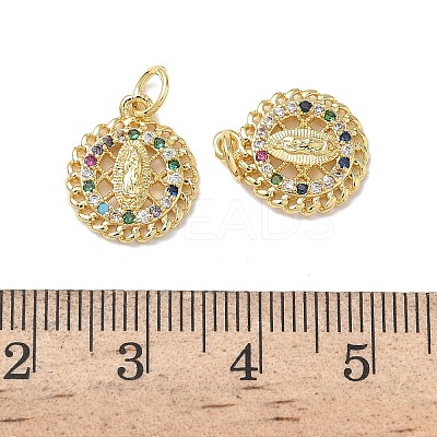 Holy Virgin Theme Brass Cubic Zirconia Charms KK-L253-32G-01-1