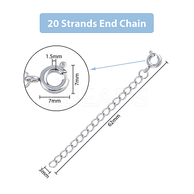 20Pcs 304 Stainless Steel Curb Chain Extender STAS-DC0013-97-1