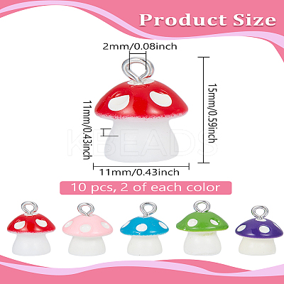 10Pcs 5 Colors Opaque Resin Pendants RESI-LP0001-15-1