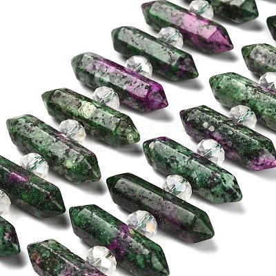 Natural Ruby in Zoisite Double Terminated Point Beads Strands G-H069-B08-01-1