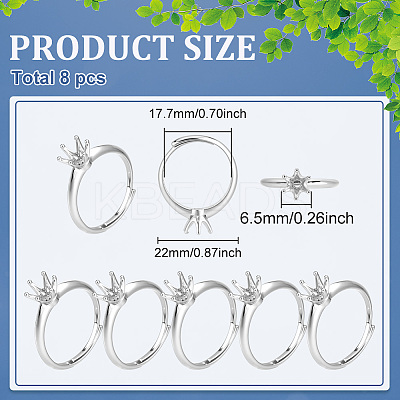8Pcs Brass Adjustable Ring Findings KK-ME0003-98-1
