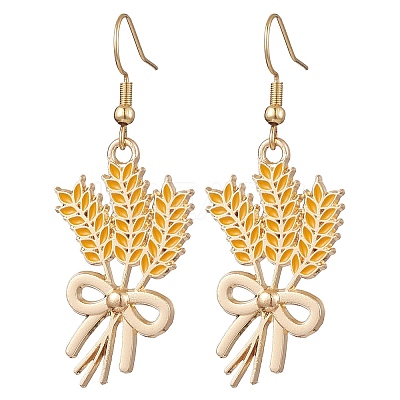 8 Pairs 8 Styles Maple Leaf Alloy Enamel Dangle Earrings EJEW-JE06137-1