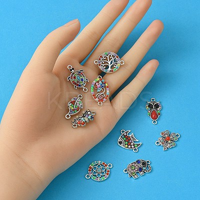 10Pcs 10 Styles Alloy Connector Charms FIND-YW0004-21-1