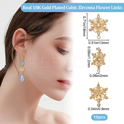 10Pcs Brass Micro Pave Clear Cubic Zirconia Connector Charms ZIRC-BBC0002-40-1