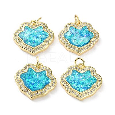 Rack Plating Brass Micro Pave Cubic Zirconia Pendants KK-C041-10G-1