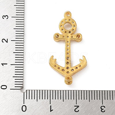 Rack Plating Brass Micro Pave Clear Cubic Zirconia Slide Charms KK-A234-015G-1