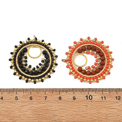 4Pcs 4 Colors 304 Stainless Steel & Brass & Natural Gemstone & TOHO Glass Seed Beaded Pendants PALLOY-MZ01379-1