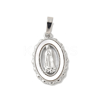 Brass Pave Natural White Shell Pendants KK-S522-07B-P-1