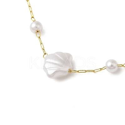 304 Stainless Steel & Plastic Pearl Link Chain Necklaces for Women NJEW-K383-04B-G-1