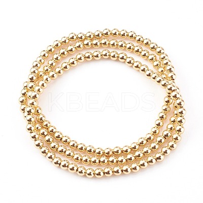 Round Brass Beaded Stretch Bracelets BJEW-JB05983-1