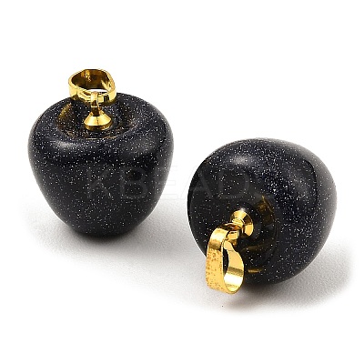 Synthetic Blue Goldstone Teacher Apple Charms G-Z022-02G-G-1
