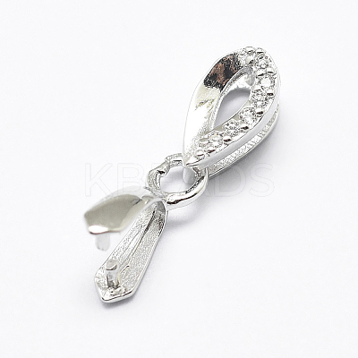 Anti-Tarnish Rhodium Plated 925 Sterling Silver Micro Pave Cubic Zirconia Pendant Bails STER-E053-48P-1
