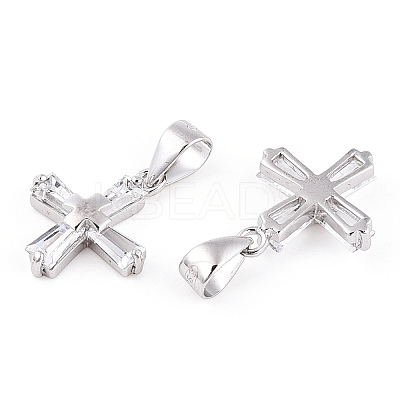 Rhodium Plated 925 Sterling Silver Pave Clear Cubic Zirconia Pendants STER-T007-39P-1