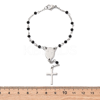 Glass Beads Rosary Bracelets BJEW-A032-04P-01-1