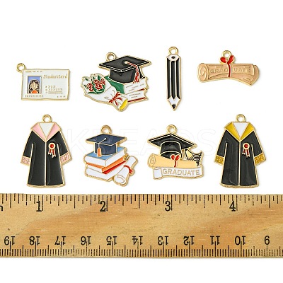 14Pcs 7 Styles Graduation Season Alloy Enamel Pendants ENAM-FS0001-80-1