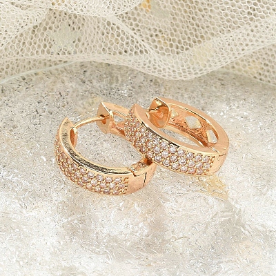 Rack Plating Brass Clear Cubic Zirconia Hoop Earrings EJEW-M090-01G-04-1
