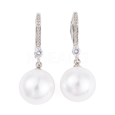 Rack Plating Brass Cubic Zirconia ABS Pearl Earring Hooks EJEW-S219-16P-07-1
