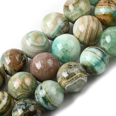 Natural Green Line Jasper  Beads Strands G-L639-A01-10mm-1