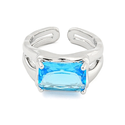 304 Stainless Steel Cubic Zirconia Open Cuff Ring LS-RJEW-S406-05P-05-1