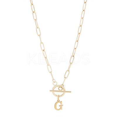 304 Stainless Steel Letter Pendant Necklaces NJEW-LP0001-52G-G-1