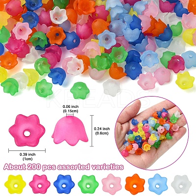 200Pcs 8 Colors Transparent Acrylic Bead Caps TACR-YW0002-20-1