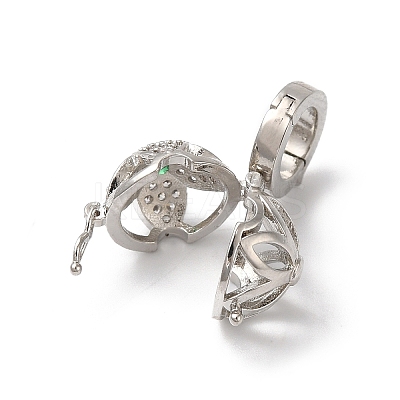 Rack Plating Brass Micro Pave Cubic Zirconia Fold Over Clasps KK-A222-02A-P-1