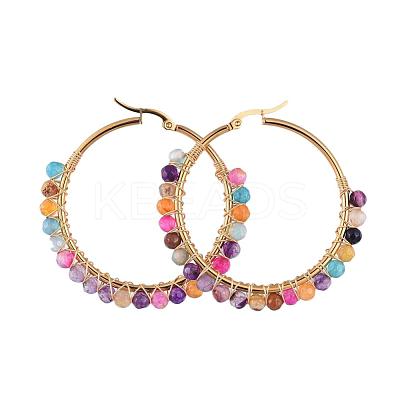 Beaded Hoop Earrings EJEW-JE03830-06-1
