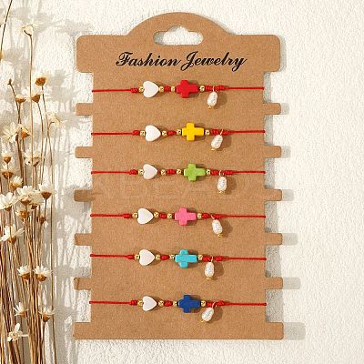 6Pcs Plastic Imitation Pearl Charm Bracelets GR7958-7-1