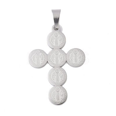 Tarnish Resistant 304 Stainless Steel Saint Benedict Medal Cross Pendants STAS-F012-12-1