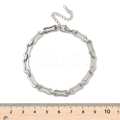 304 Stainless Steel Rectangle Link Chains Bracelets for Men & Women BJEW-D042-44P-1