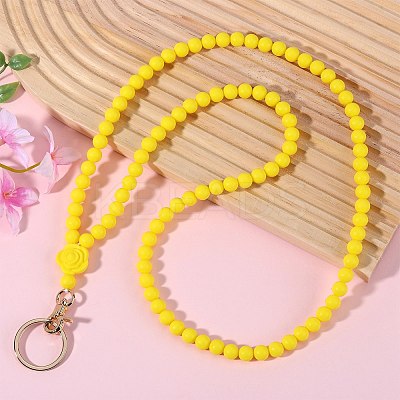 Rose Silicone ID Card Neck Strap Card Holder NJEW-SW00028-04-1
