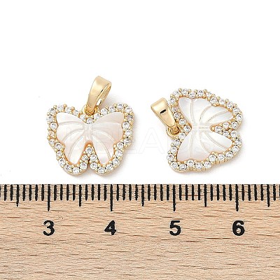 Natural White Shell Butterfly Charms KK-U043-24G-1